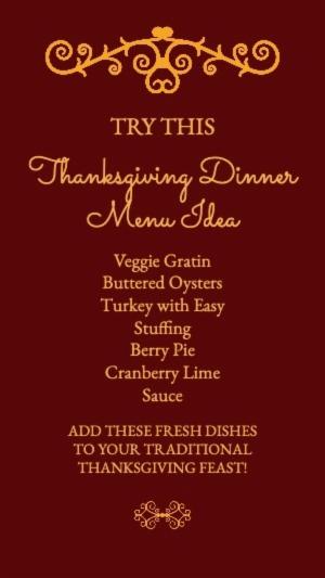Thanksgiving DinnerMenu Idea