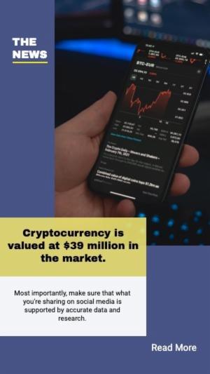 Cryptocurrency is valued at $39 million in the market.